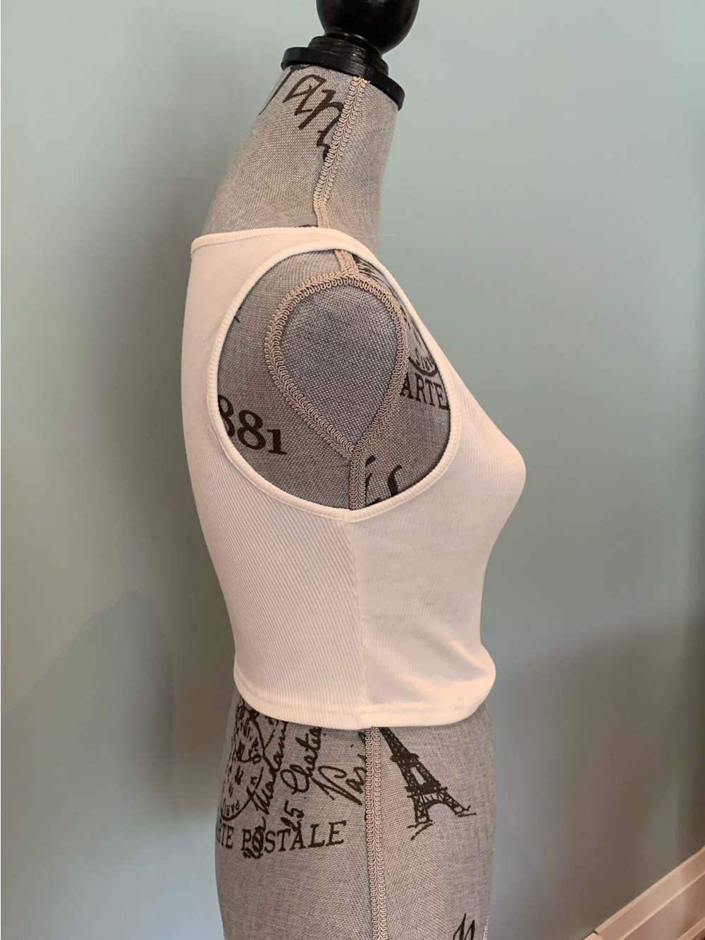 Princess Polly Cream Ribbed Tank Top - Picture 4 of 15